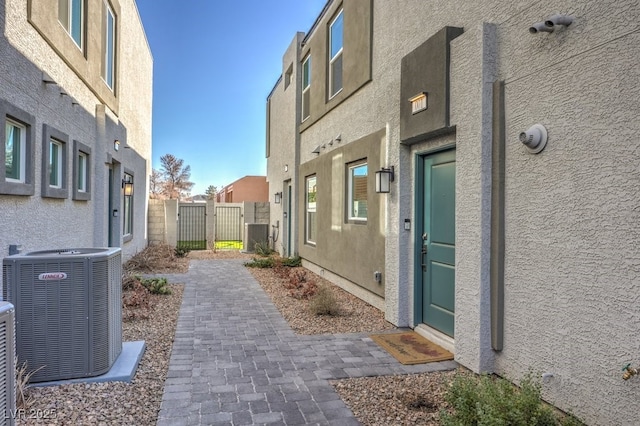 exterior space featuring a patio and central air condition unit