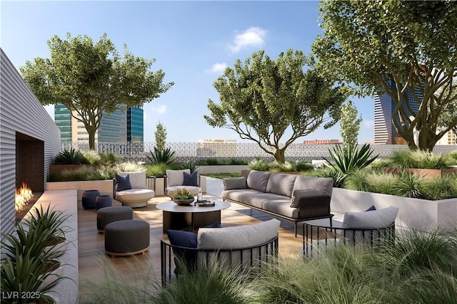 view of patio with an outdoor hangout area