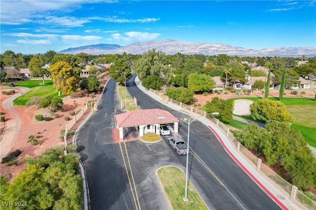 birds eye view of property featuring a residential view and a mountain view