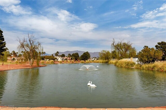 view of water feature with a mountain view