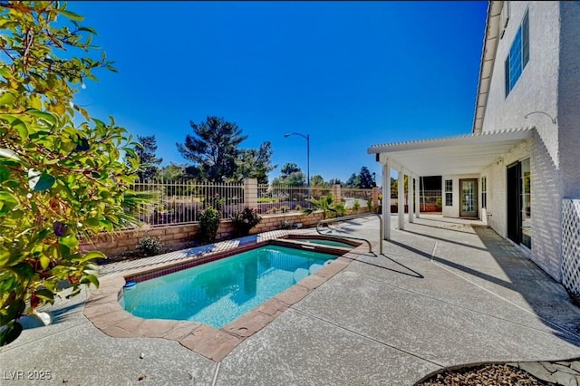 view of pool with a patio and a pergola