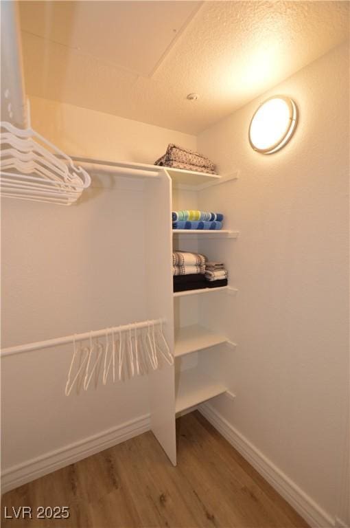 walk in closet featuring wood-type flooring