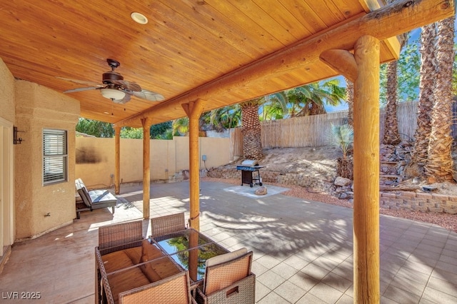 view of patio / terrace with ceiling fan