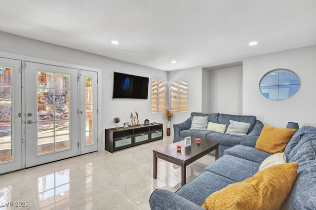 living room with french doors