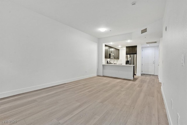 unfurnished living room featuring light wood-type flooring