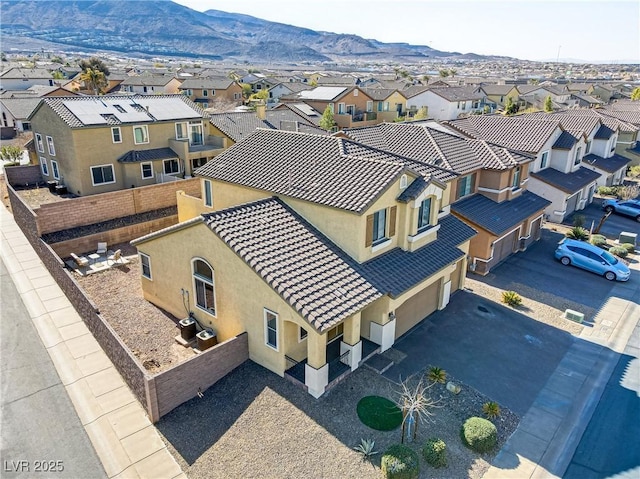 bird's eye view with a mountain view