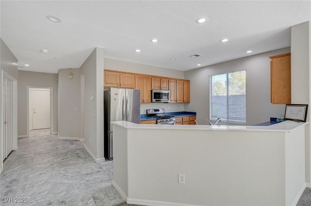 kitchen featuring appliances with stainless steel finishes and kitchen peninsula