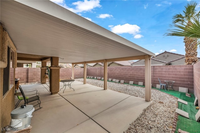 view of patio with a fenced backyard