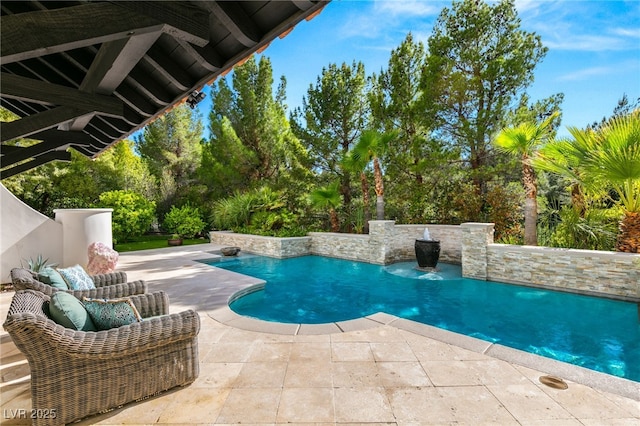 view of swimming pool with a patio area