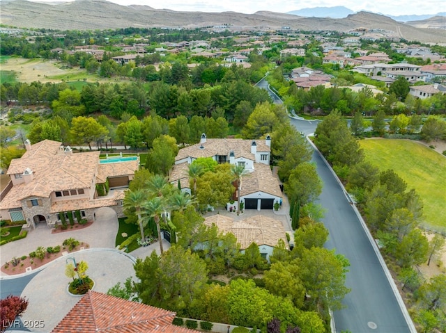 aerial view featuring a mountain view