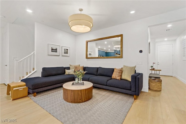 living room with hardwood / wood-style floors