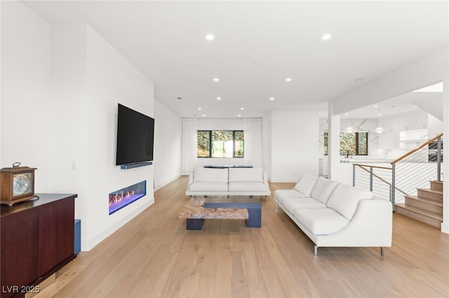 living room featuring light wood-type flooring