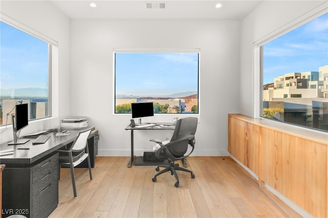 office area featuring light wood-type flooring