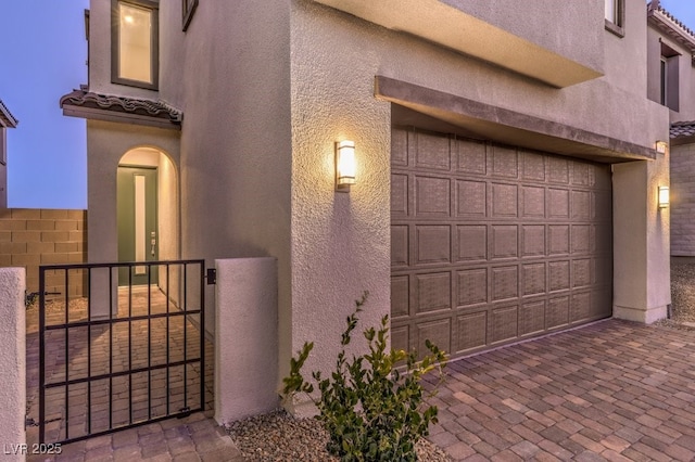 exterior space featuring a garage