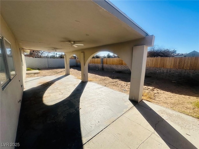 view of patio with ceiling fan