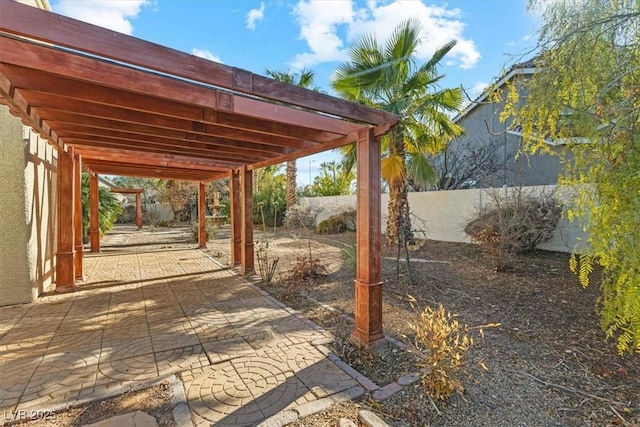 view of patio / terrace featuring a pergola