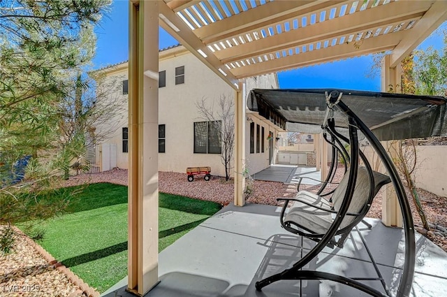 view of patio featuring a pergola