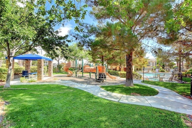 view of yard featuring a playground