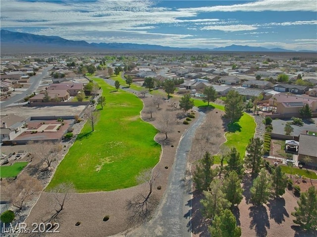 drone / aerial view with a mountain view