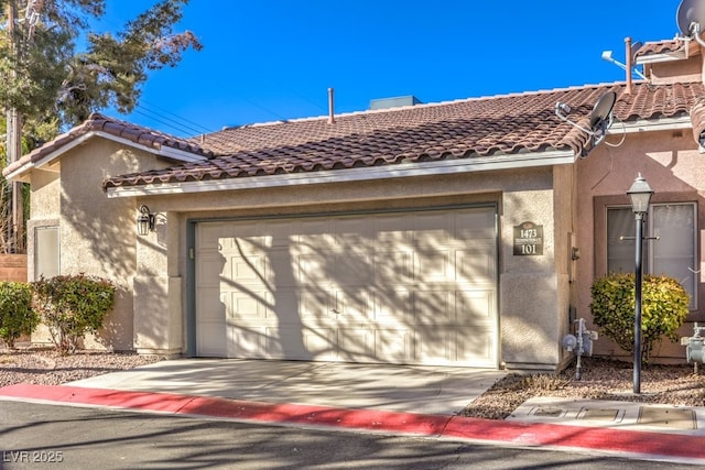 exterior space with a garage