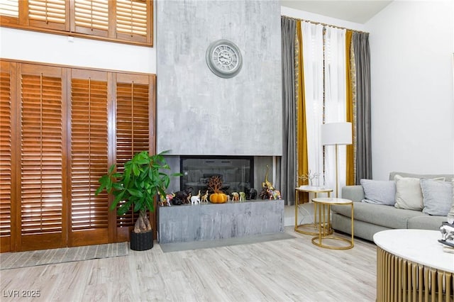 living room with light wood-type flooring