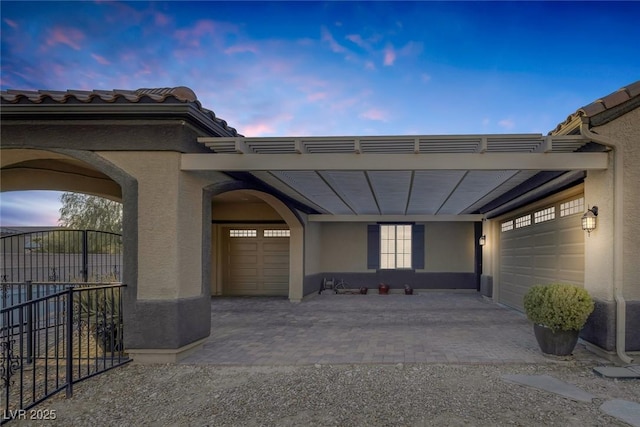 exterior space featuring a garage