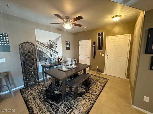 dining room with ceiling fan