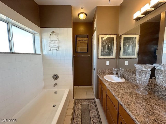 bathroom with tile patterned flooring and vanity