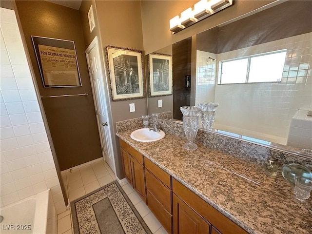 bathroom featuring vanity and tile patterned floors