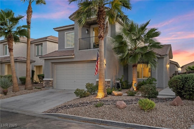 view of front of property with a garage