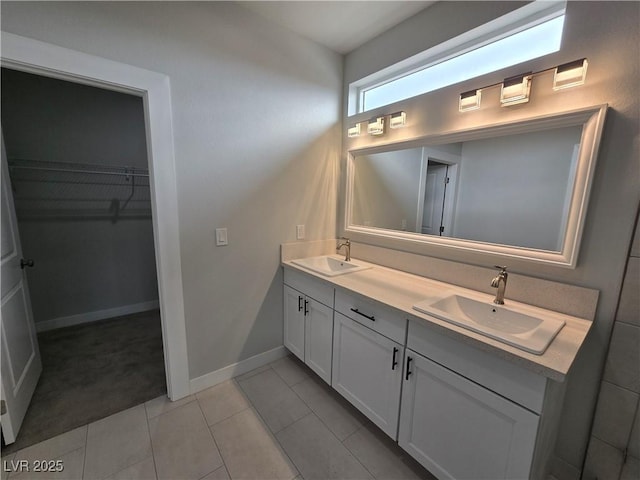 bathroom featuring vanity and tile patterned flooring