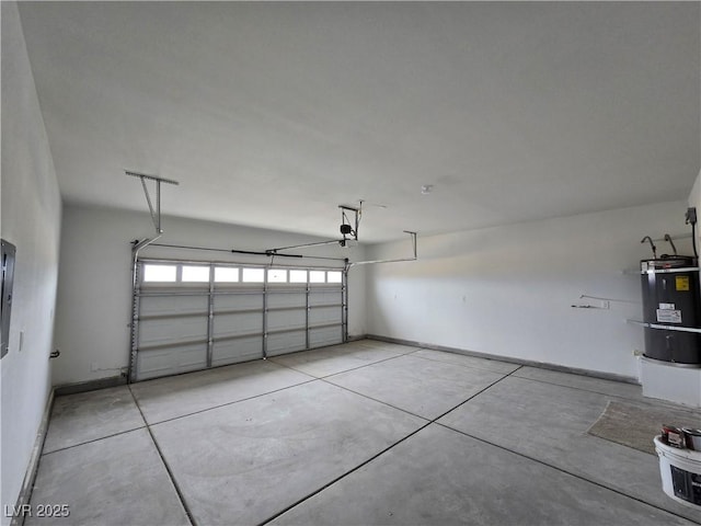 garage featuring water heater