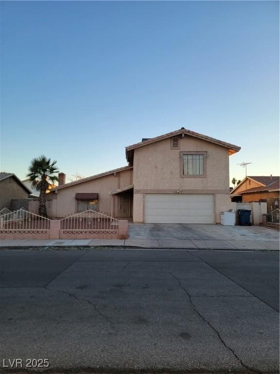 view of front property with a garage