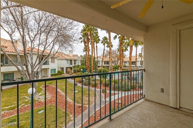 balcony with ceiling fan