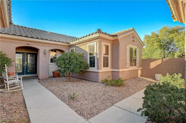 exterior space featuring french doors