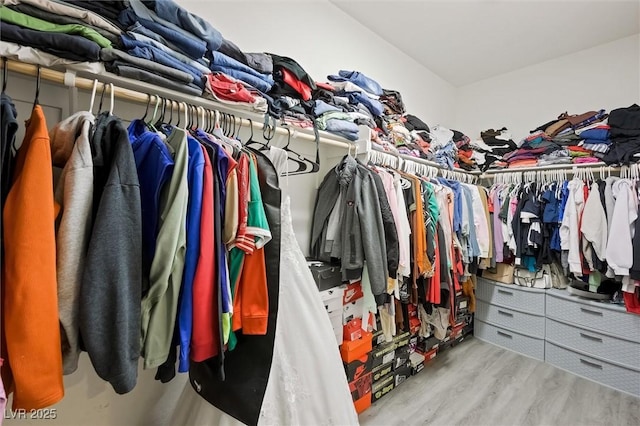 walk in closet featuring light wood-type flooring