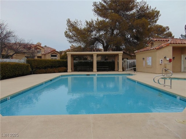 view of pool with a gazebo and a patio