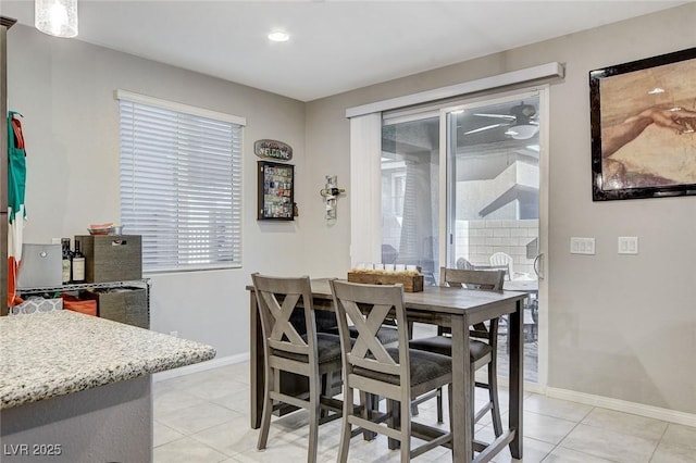 view of tiled dining room