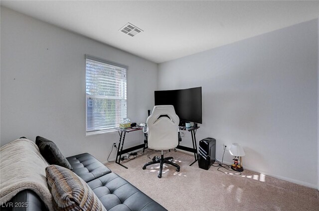 view of carpeted home office