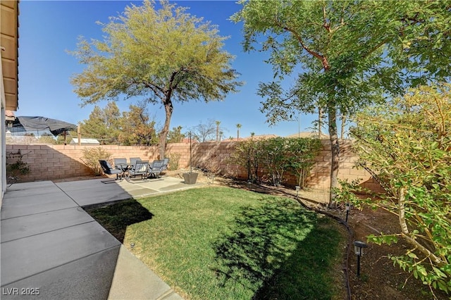 view of yard with a patio area