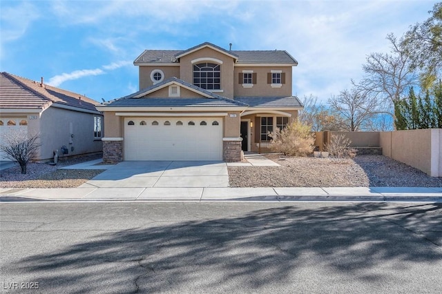 front of property with a garage