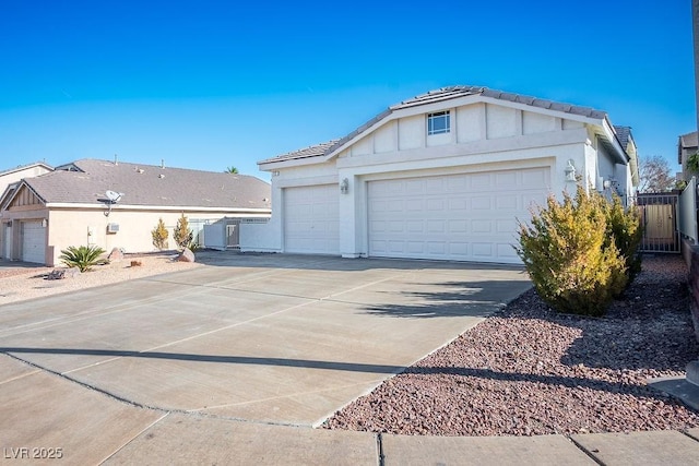 exterior space with a garage