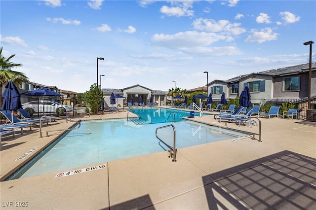 view of pool featuring a patio area