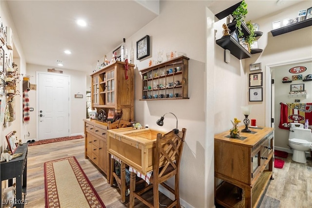 interior space with light hardwood / wood-style floors