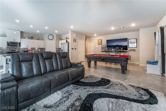 living room featuring pool table