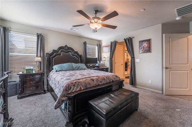 bedroom with carpet and ceiling fan