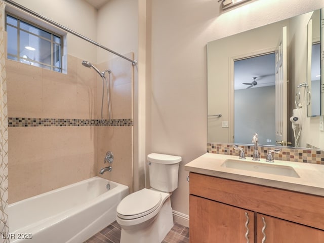 3 Pine Hollow Dr, Henderson, NV 89052 - bathroom with shower / bath combination, vanity, and backsplash