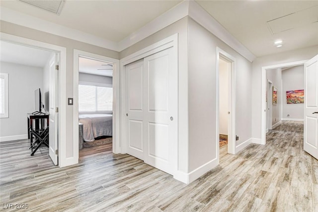 hall featuring light wood-type flooring