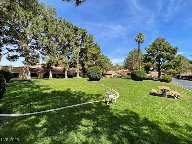 view of home's community featuring a lawn