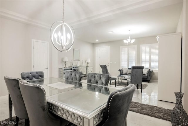 dining room featuring a notable chandelier